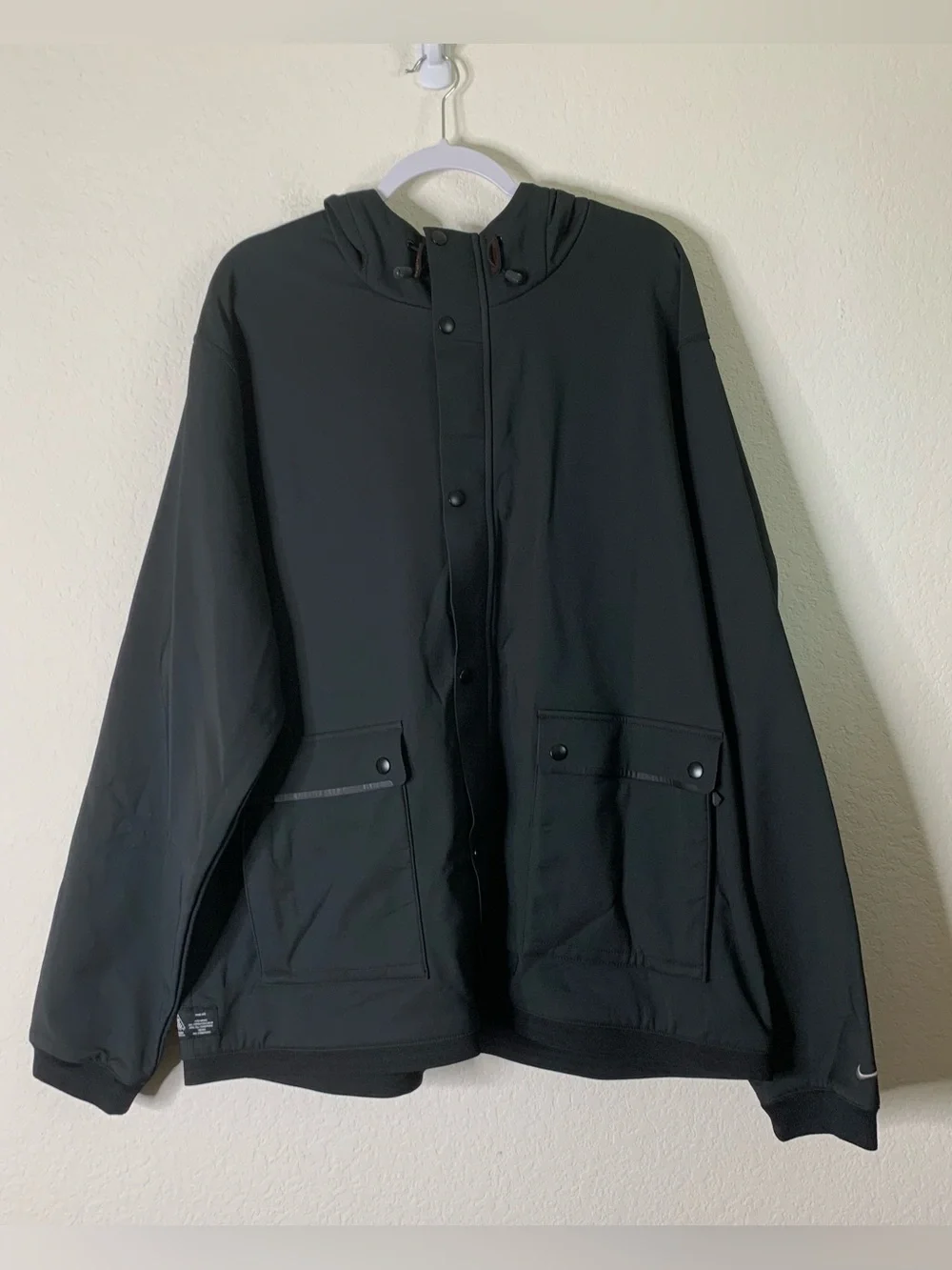 Nike ACG Mens black soft shell full zip hooded jacket XXL